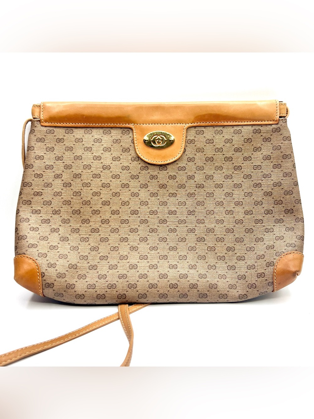 Gucci GG Tan and Brown Monogram Crossbody Bag